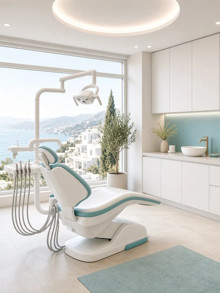 Bright modern dental studio overlooking the sea