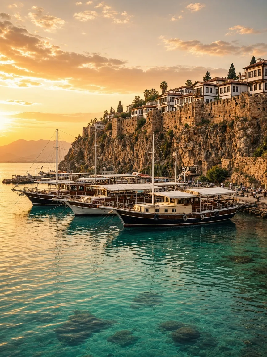 Kaleiçi old harbour in Antalya at sunset